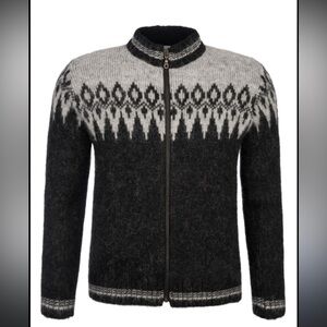 Icelandic Sweater Zip Up Medium Unisex